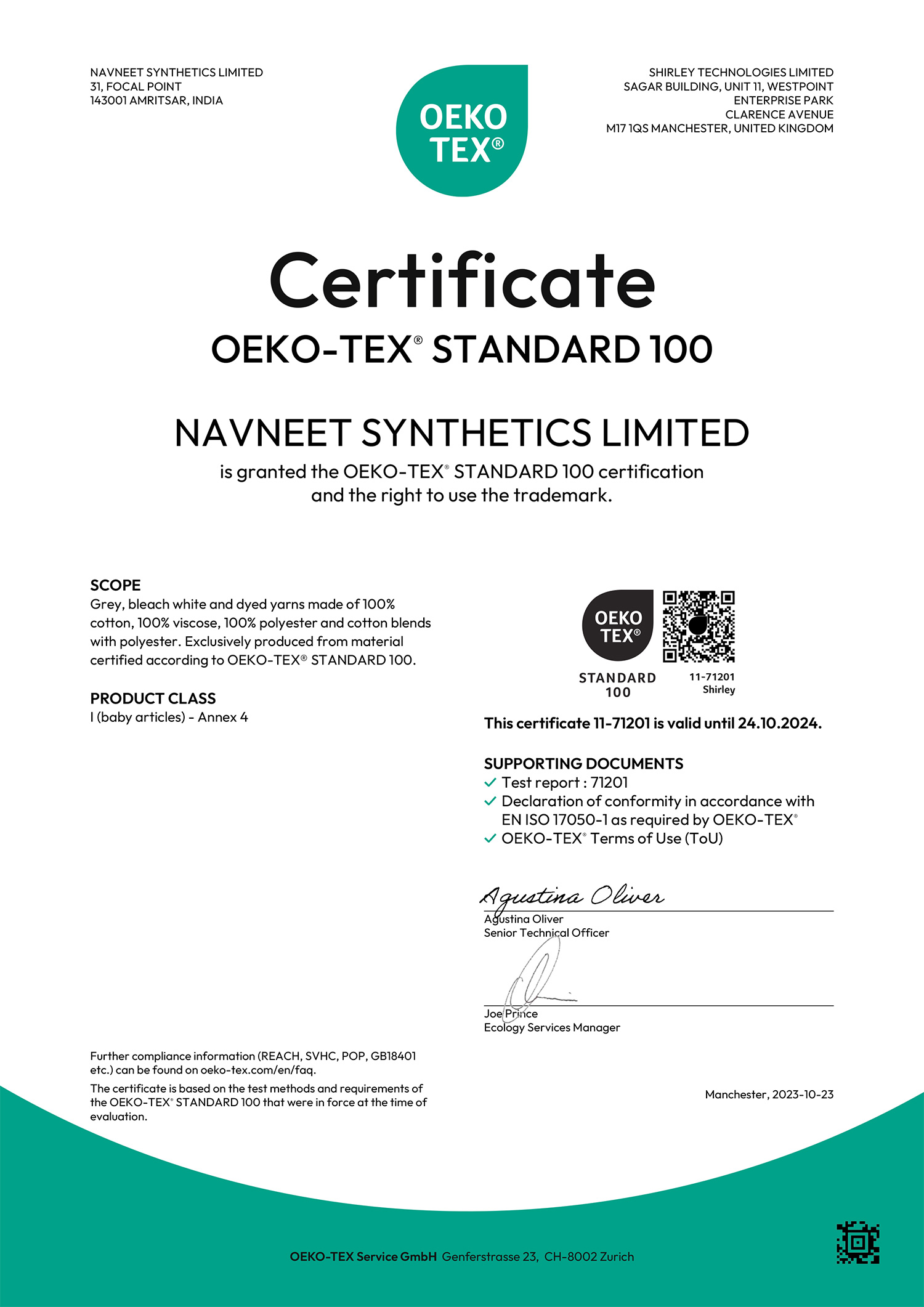 Oeko-Tex Certification
